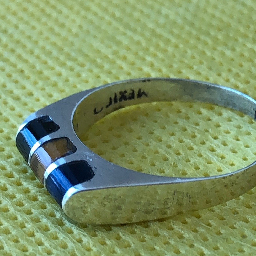 Inlay Lapis, Tiger eye, Onyx  ring